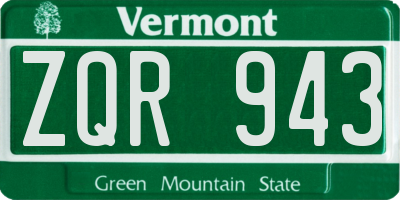 VT license plate ZQR943