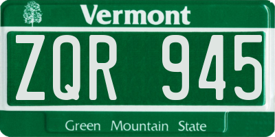 VT license plate ZQR945