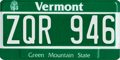 VT license plate ZQR946