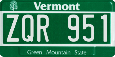 VT license plate ZQR951