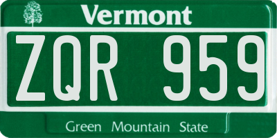 VT license plate ZQR959