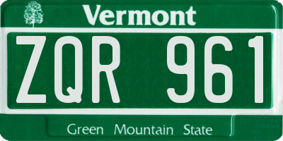 VT license plate ZQR961