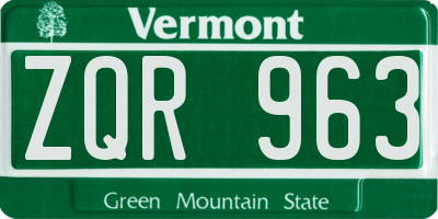 VT license plate ZQR963