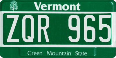 VT license plate ZQR965