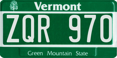 VT license plate ZQR970