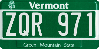 VT license plate ZQR971