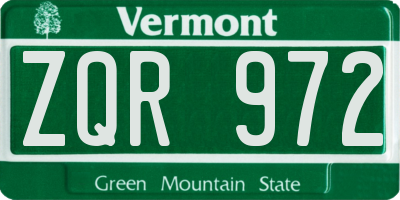 VT license plate ZQR972