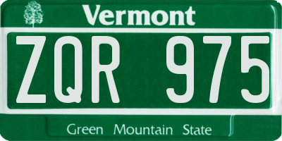 VT license plate ZQR975