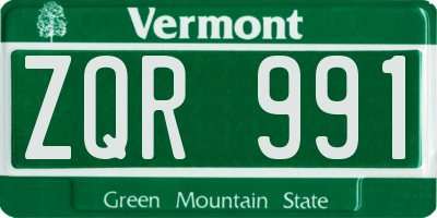VT license plate ZQR991