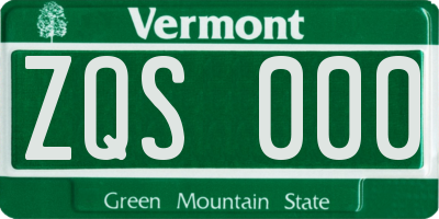 VT license plate ZQS000