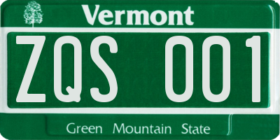 VT license plate ZQS001