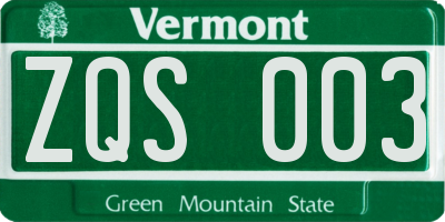 VT license plate ZQS003