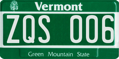 VT license plate ZQS006