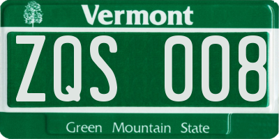 VT license plate ZQS008