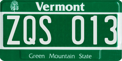 VT license plate ZQS013
