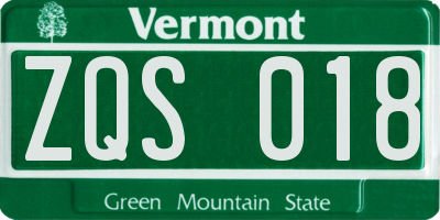 VT license plate ZQS018