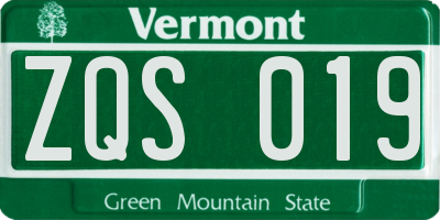 VT license plate ZQS019