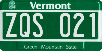 VT license plate ZQS021