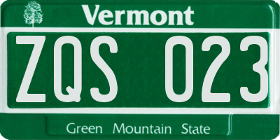 VT license plate ZQS023