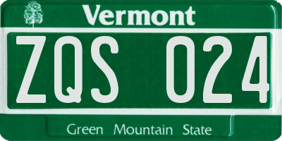 VT license plate ZQS024