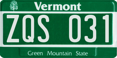 VT license plate ZQS031