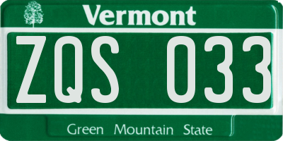 VT license plate ZQS033