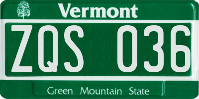 VT license plate ZQS036