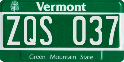 VT license plate ZQS037