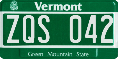 VT license plate ZQS042