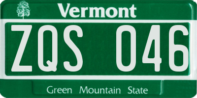 VT license plate ZQS046