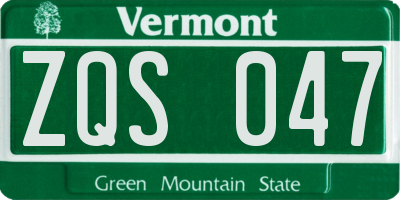VT license plate ZQS047