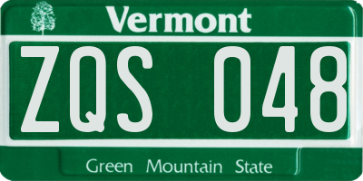 VT license plate ZQS048