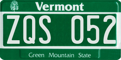 VT license plate ZQS052
