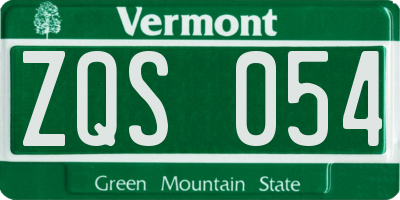 VT license plate ZQS054