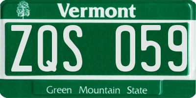 VT license plate ZQS059