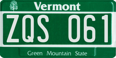 VT license plate ZQS061