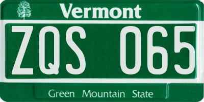 VT license plate ZQS065