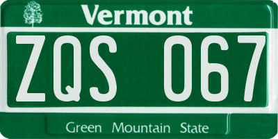 VT license plate ZQS067