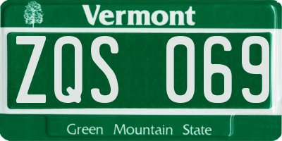 VT license plate ZQS069
