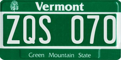 VT license plate ZQS070
