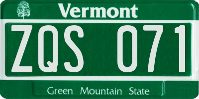 VT license plate ZQS071