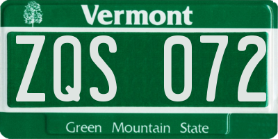 VT license plate ZQS072