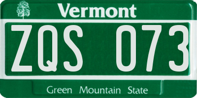 VT license plate ZQS073