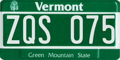 VT license plate ZQS075