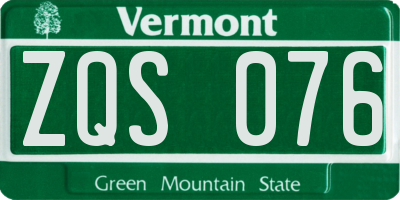 VT license plate ZQS076