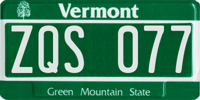 VT license plate ZQS077
