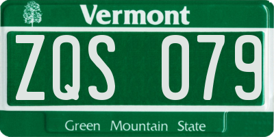 VT license plate ZQS079