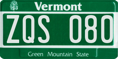 VT license plate ZQS080
