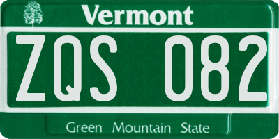 VT license plate ZQS082