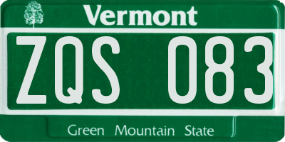 VT license plate ZQS083